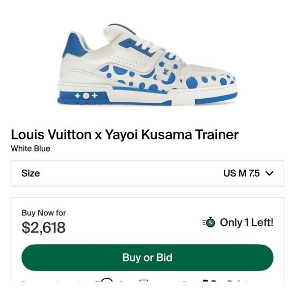 Size 6.5LV/7.5US - Louis Vuitton x Yayoi Kusama Trainer💙 RETAIL $1.4K! - Picture 10 of 10